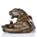 Animal Salvaje De Tamaño Pequeño Hecho A Mano Estatua De Escultura De Bronce De Leopardo Tpal-064